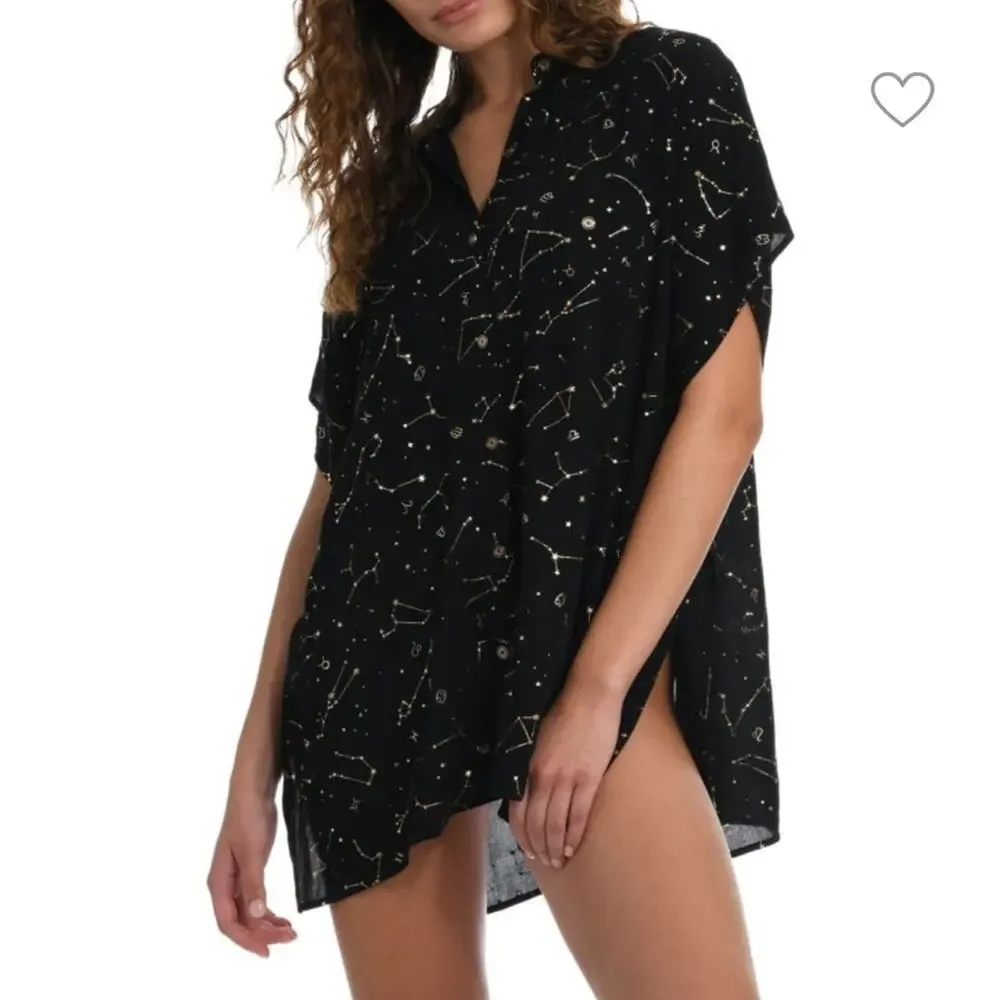 NWT SUNSHINE 79 Graphic Resort Shirt swim cover up zodiac Sz L/XL